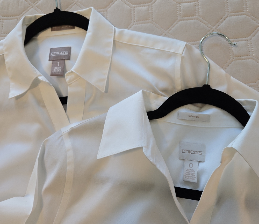 2 Chico's Elegant White Collared Blouses